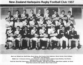 New Zealand Harlequins Rugby Club - History - 1987 NZ Harlequins RFC Team Photo